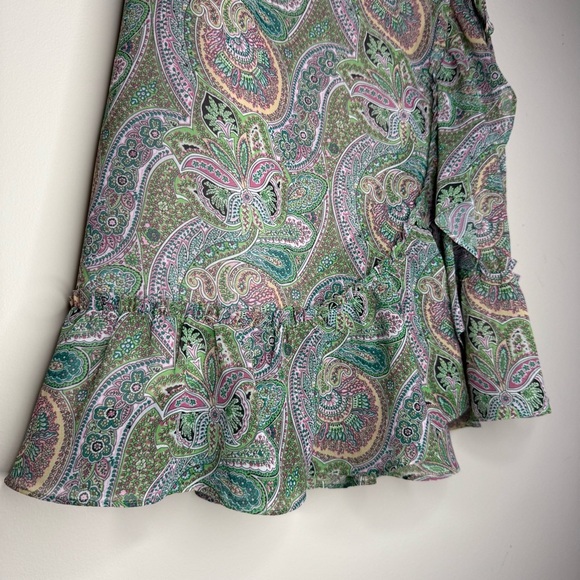 ALL SAINTS Zina Shahmina Paisley Floral Ruffle Wrap Style Spring Mini Dress - Picture 6 of 11